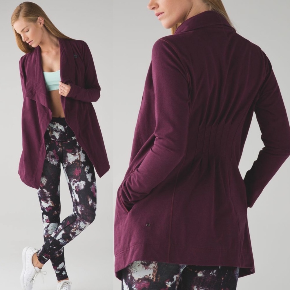 Lululemon Snap Restore Wrap Jacket Purple Size 6 Heathered‎ Grape French Terry